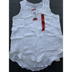 Cristina B Top Womens Medium White‎ Stripe Tank Sleeveless Layered Blouse Tunic